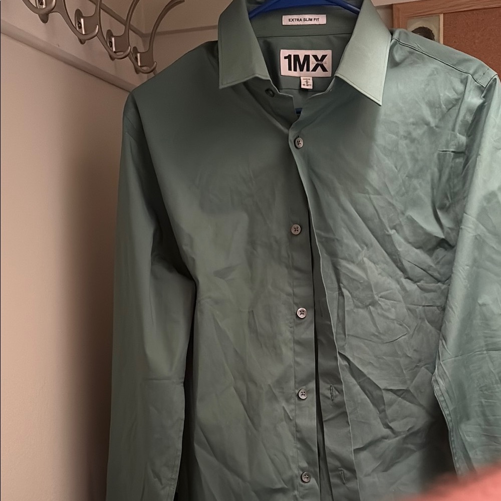 Express Green Dress Shirt Cotton Blend